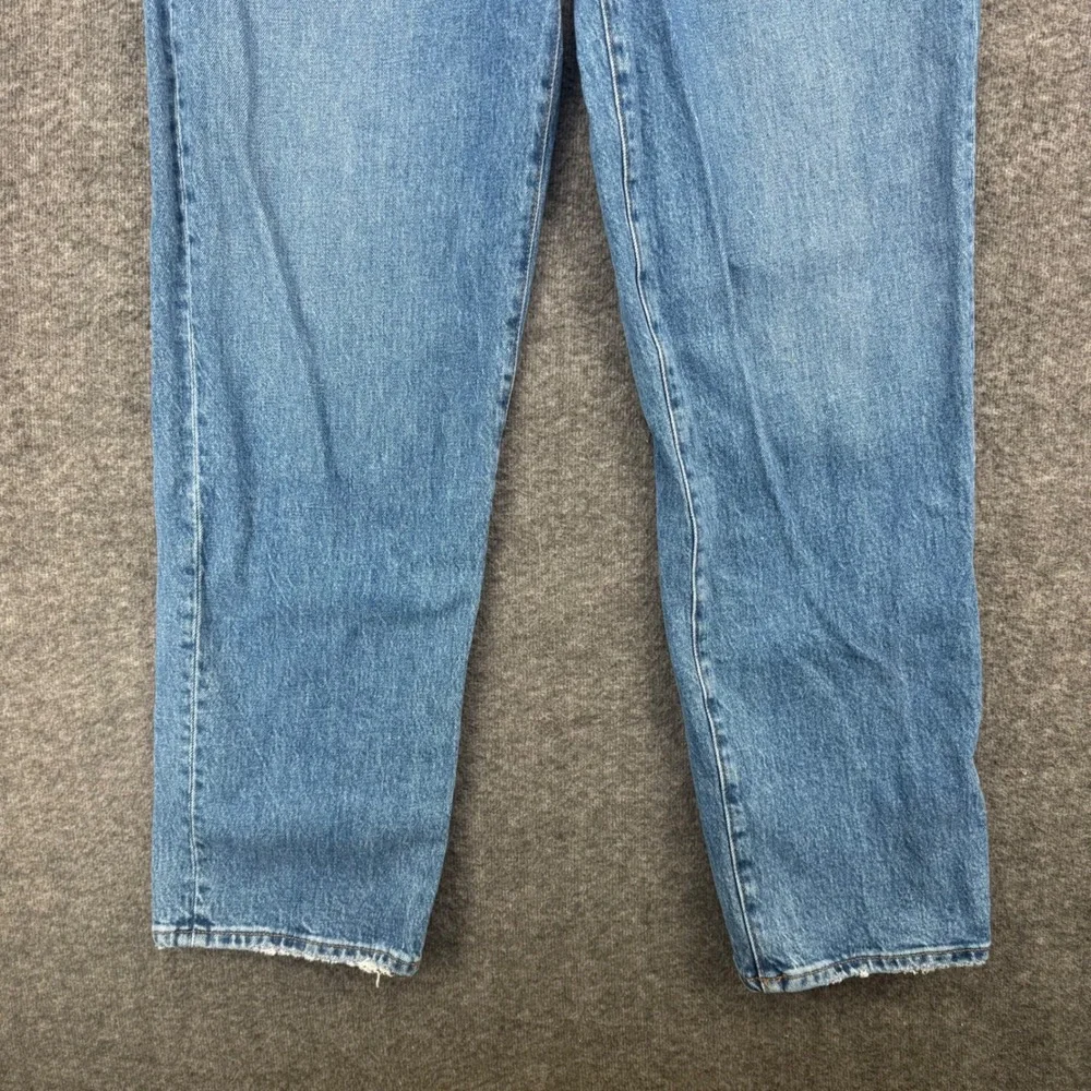 Madewell Womens High Rise Straight Leg Jeans Medium Wash Blue Distressed Hem